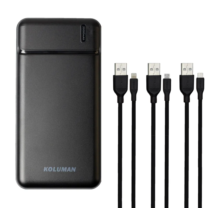 پاوربانک کلومن مدل KP-017 ظرفیت 20000 میلی آمپر ساعت به همراه کابل MICROUSB / USB-C/ لایتنینگ