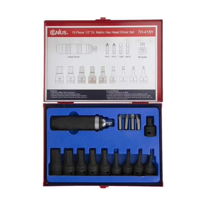 پیچ گوشتی ضربه ای جنیوس تولز مدل TH-415H بسته 15 عددی
