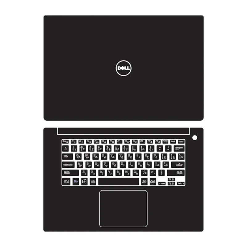 استیکر لپ تاپ توییجین و موییجین طرح black 01 مناسب برای لپ تاپ Dell precision 5510-5520 به همراه برچسب حروف فارسی کیبورد