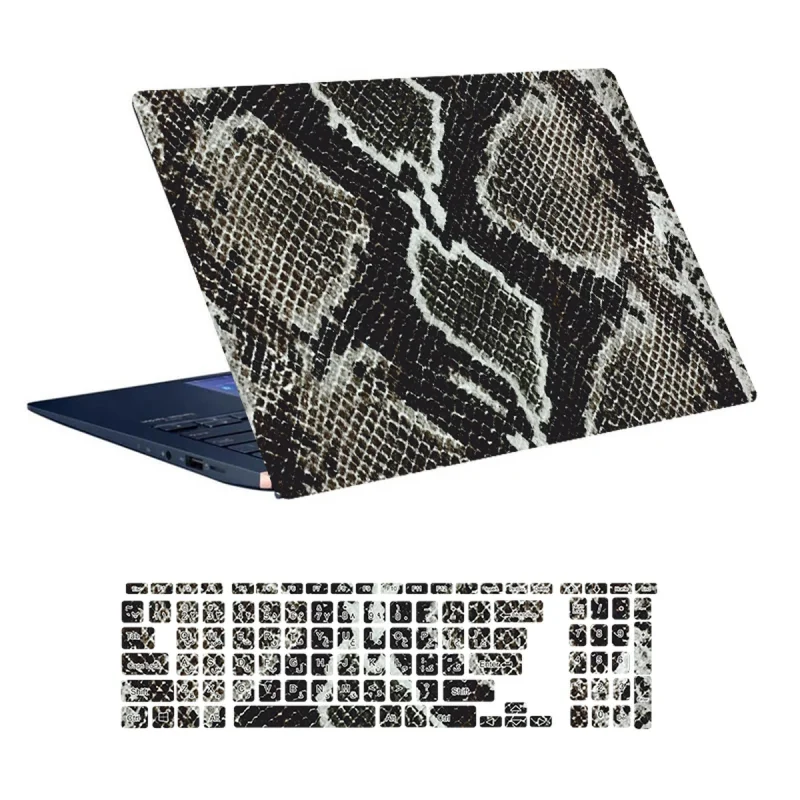 استیکر لپ تاپ توییجین و موییجین طرح Snake کد 08 مناسب برای لپ تاپ 15.6 اینچ به همراه برچسب حروف فارسی کیبورد