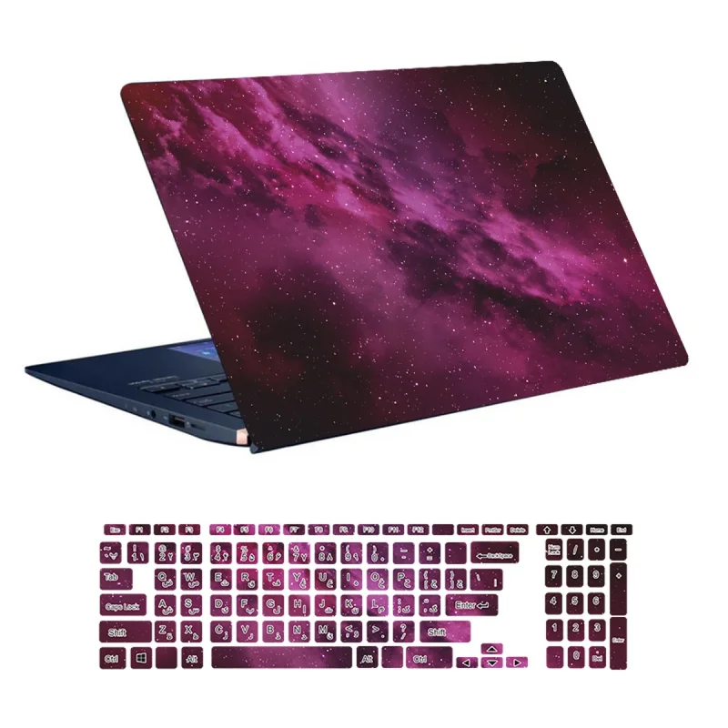 استیکر لپ تاپ توییجین و موییجین طرح Space کد 75 مناسب برای لپ تاپ 15.6 اینچ به همراه برچسب حروف فارسی کیبورد