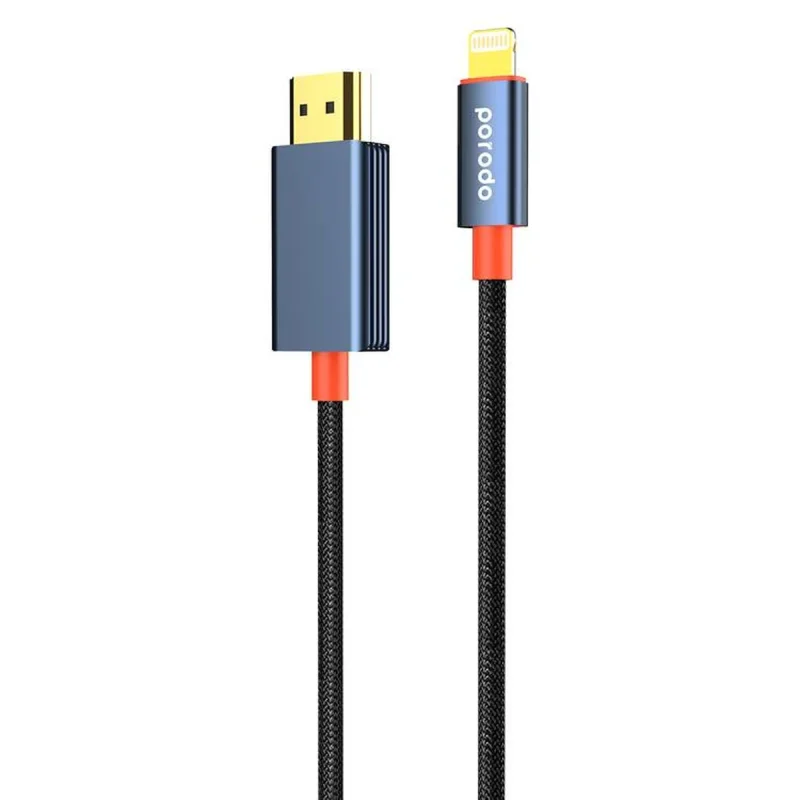 کابل تبدیل HDMI به لایتنینگ پرودو مدل woven braided طول ۲ متر