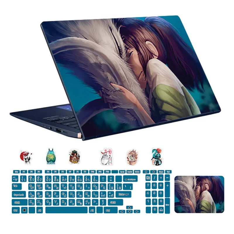 استیکر لپ تاپ توییجین و موییجین طرح Animeکد 12 مناسب برای لپ تاپ 15.6 اینچ به همراه برچسب حروف فارسی کیبورد