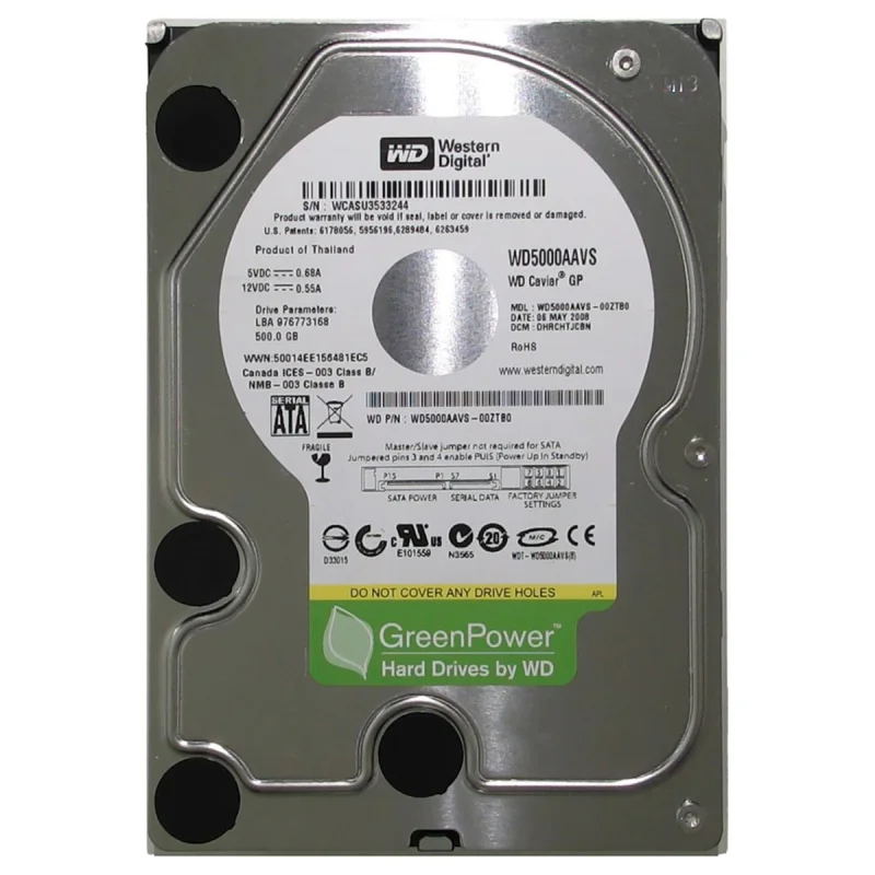 هارد دیسک اینترنال وسترن دیجیتال مدل WD5000AAVS ظرفیت 500 گیگابایت
