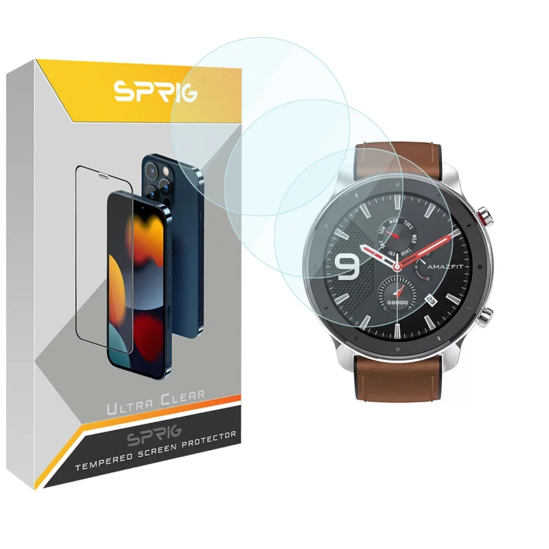 محافظ صفحه نمایش شیشه ای اسپریگ مدل SPG مناسب برای ساعت هوشمند امیزفیت GTR 47mm بسته سه عددی