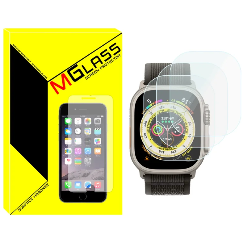 محافظ صفحه نمایش شیشه‌ای ام‌گلس مدل SH-MG مناسب برای ساعت هوشمند هاینو تکو T94 Ultra Max بسته سه عددی