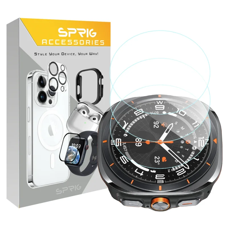 محافظ صفحه نمایش شیشه ای اسپریگ مدل SPG مناسب برای ساعت هوشمند سامسونگ Galaxy watch 7 Ultra بسته سه عددی