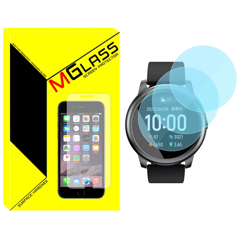 محافظ صفحه نمایش شیشه‌ای ام‌گلس مدل Glass-MG مناسب برای ساعت هوشمند هایلو LS05 Solar بسته سه عددی