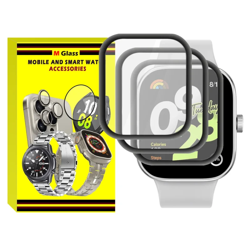 محافظ صفحه نمایش ام‌گلس مدل Pmma-MG مناسب برای ساعت هوشمند شیائومی Redmi Watch 4 بسته سه عددی