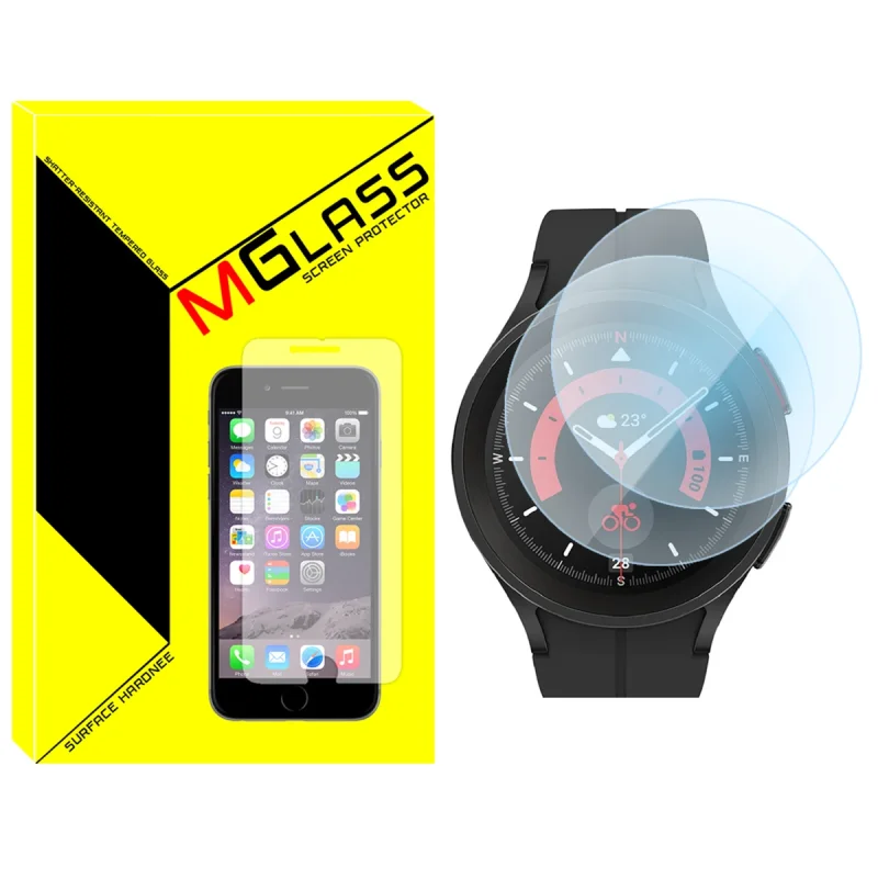 محافظ صفحه نمایش شیشه‌ای ام گلس مدل SH-MG مناسب برای ساعت هوشمند سامسونگ Galaxy Watch 5 Pro بسته دو عددی