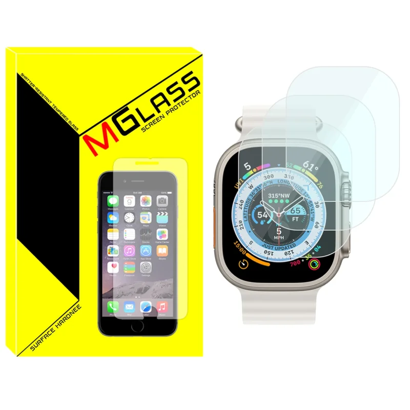 محافظ صفحه نمایش شیشه‌ای ام‌گلس مدل SH-MG مناسب برای ساعت هوشمند الترا N8 Ultra Plus بسته سه عددی