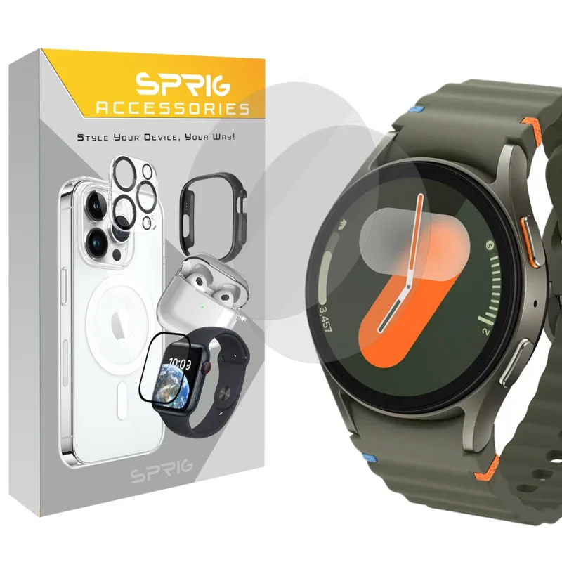محافظ صفحه نمایش شیشه ای اسپریگ مدل SH-SP مناسب برای ساعت هوشمند سامسونگ Galaxy Watch 7 44mm مجموعه 2 عددی