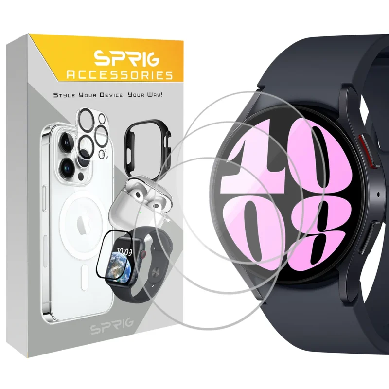 محافظ صفحه نمایش شیشه ای اسپریگ مدل SPG مناسب برای ساعت هوشمند سامسونگ Galaxy watch 6 44mm مجموعه 3 عددی