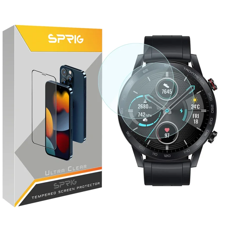 محافظ صفحه نمایش شیشه ای اسپریگ مدل SPG مناسب برای ساعت هوشمند آنر Magic Watch 2 46mm بسته دو عددی