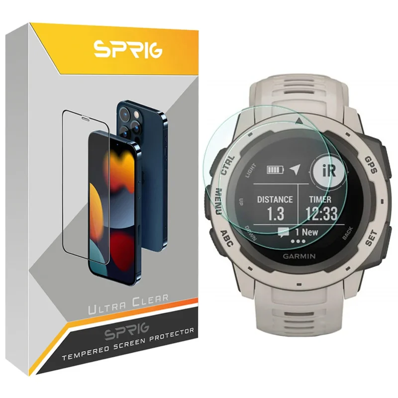 محافظ صفحه نمایش شیشه ای اسپریگ مدل SH-SP مناسب برای ساعت هوشمند گارمین Instinct 2 Solar بسته دو عددی