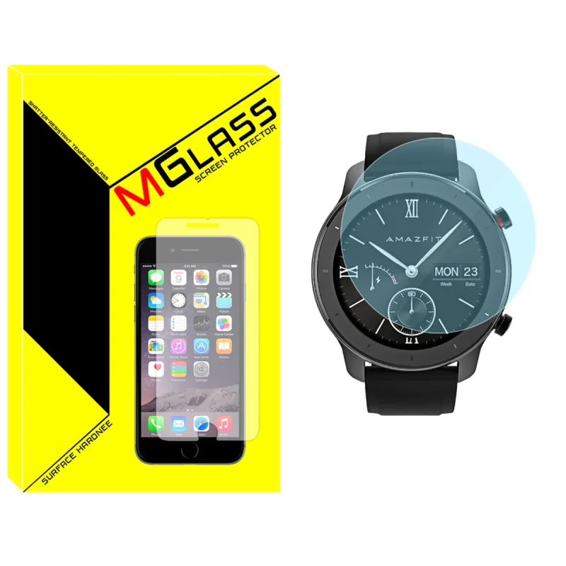 محافظ صفحه نمایش شیشه‌ای ام‌گلس مدل Glass-MG مناسب برای ساعت هوشمند امیزفیت GTR 47mm