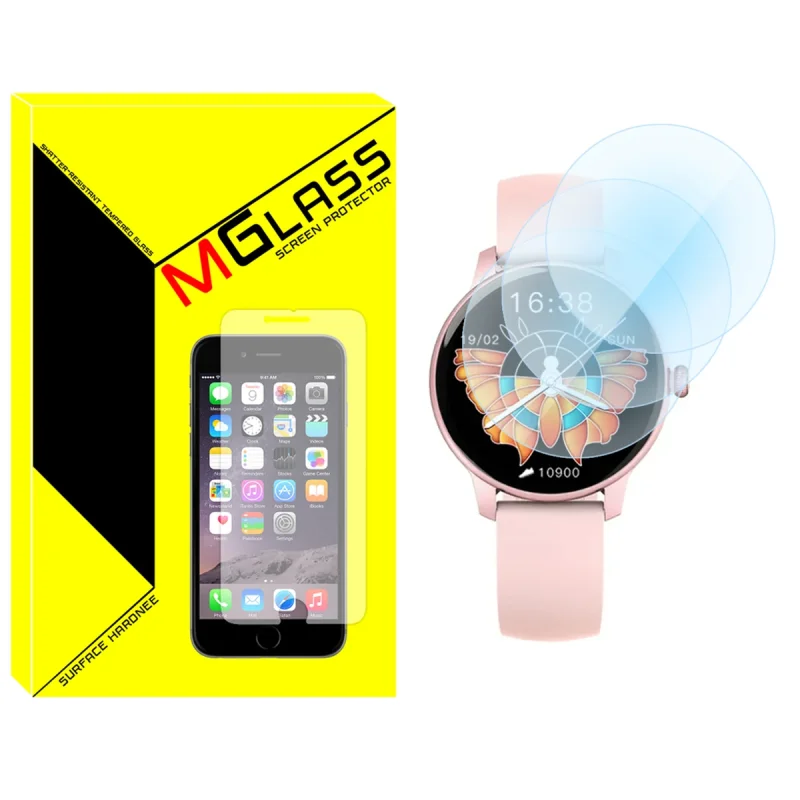 محافظ صفحه نمایش شیشه‌ای ام گلس مدل SH-MG مناسب برای ساعت هوشمند ایمیلب W11 بسته سه عددی