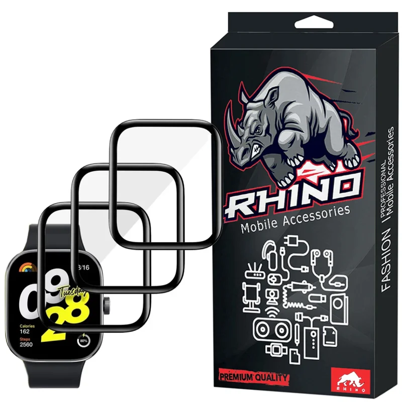 محافظ صفحه نمایش راینو مدل PMMA مناسب برای ساعت هوشمند شیائومی Redmi Watch 4 بسته 3 عددی