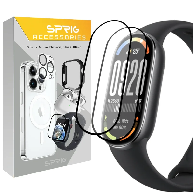 محافظ صفحه نمایش اسپریگ مدل Pmma-SPG مناسب برای ساعت هوشمند شیائومی Mi band 10 مجموعه 2 عددی