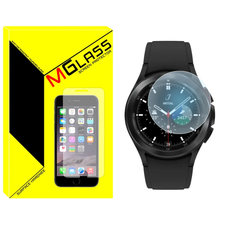 محافظ صفحه نمایش شیشه‌ای ام‌گلس مدل Glass-MG مناسب برای ساعت هوشمند سامسونگ Galaxy Watch 4 classic 42mm