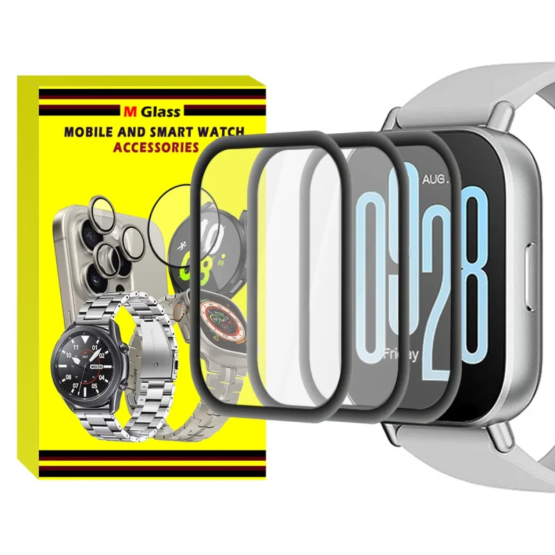 محافظ صفحه نمایش ام‌گلس مدل Pmma-MG مناسب برای ساعت هوشمند شیائومی Redmi Watch 5 Active بسته سه عددی
