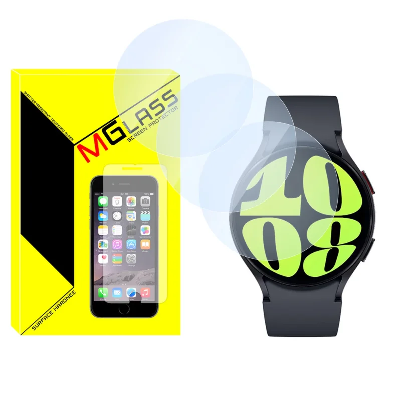 محافظ صفحه نمایش شیشه‌ای ام‌گلس مدل SH-MG مناسب برای ساعت هوشمند سامسونگ Galaxy watch 6 40mm بسته سه عددی