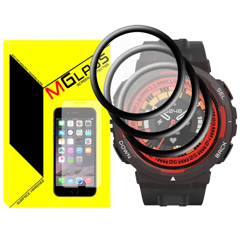 محافظ صفحه نمایش نانو ام‌گلس مدل Pmma-MG مناسب برای ساعت هوشمند امیزفیت Active Edge بسته سه عددی
