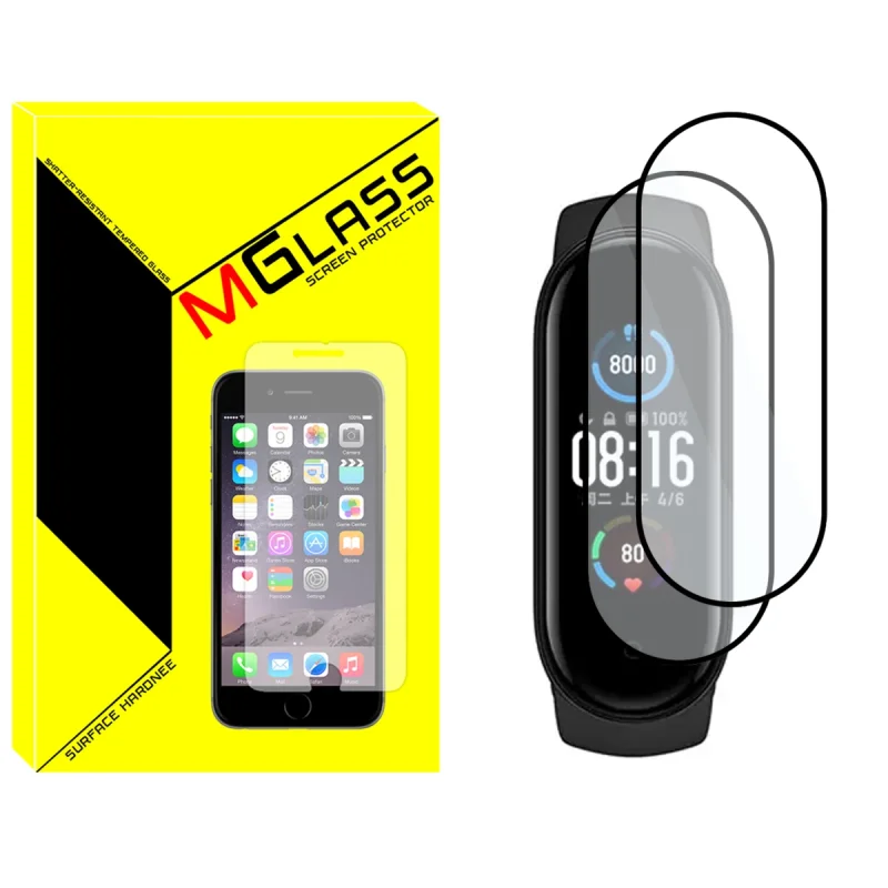 محافظ صفحه نمایش نانو ام‌گلس مدل Pmma-MG مناسب برای ساعت هوشمند شیائومی Mi Band 6 بسته دو عددی