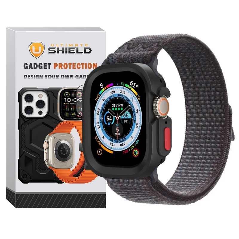 بند آلتیمیت شیلد مدل Hyper Defender مناسب برای اپل واچ 49 mm سری Ultra / Ultra 2 به همراه کاور