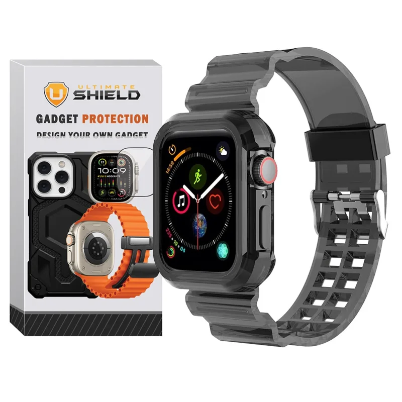 بند آلتیمیت شیلد مدل Transparent Shock مناسب برای اپل واچ 40 mm سری 6 به همراه کاور