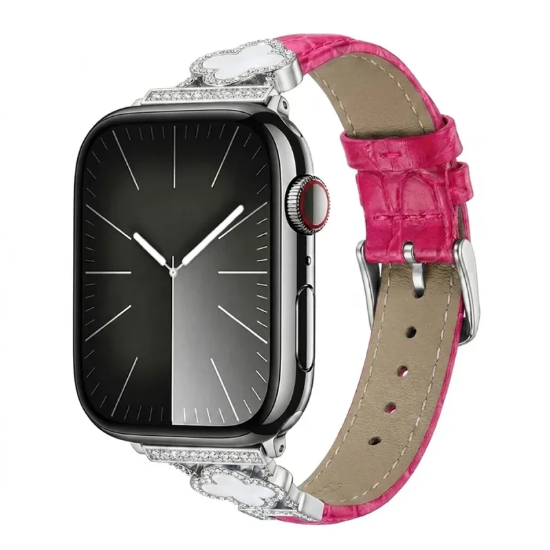 بند آکوآرا مدل Van Cleef Leather SL مناسب برای اپل واچ 44/45/46/49 میلیمتری سری SE1/SE2/SE3/4/5/6/7/8/9/10/11/Ultra/Ultra2/Ultra3