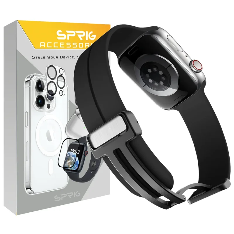 بند اسپریگ مدل Magnetic silicon مناسب برای اپل واچ سری اپل واچ Ultra 2 49mm