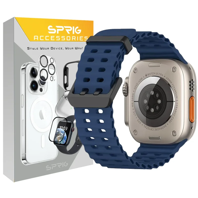 بند اسپریگ مدل Ocean BK Buckle مناسب برای اپل واچ سری Se/1/2/3/4/5/6/7/8/9/Ultra/Ultra2 سایز 42/44/45/49mm