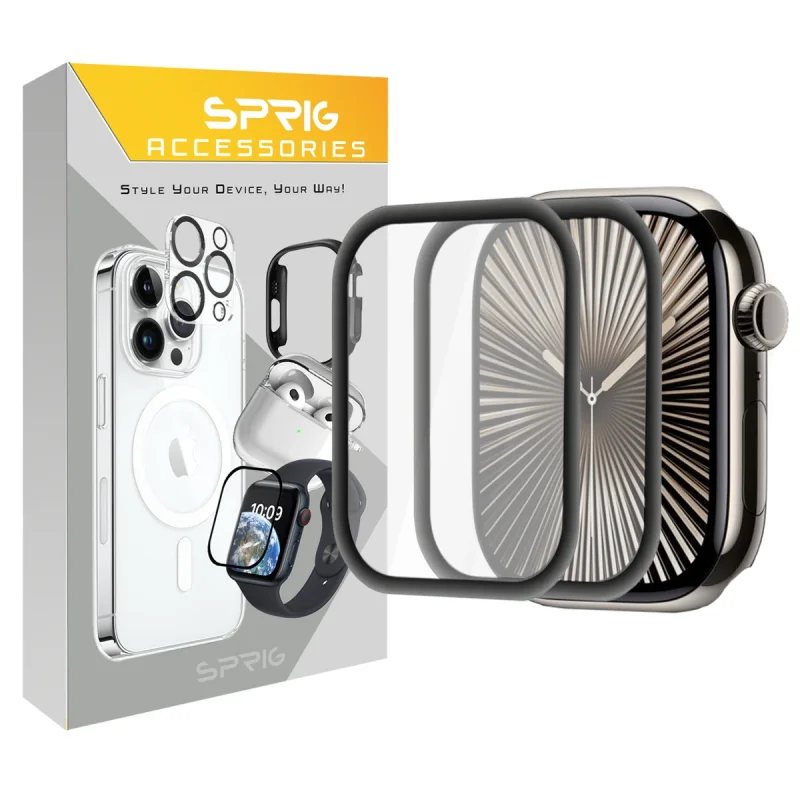 محافظ صفحه نمایش اسپریگ مدل Pmma-SPG مناسب برای اپل واچ Series 10 46mm بسته دو عددی