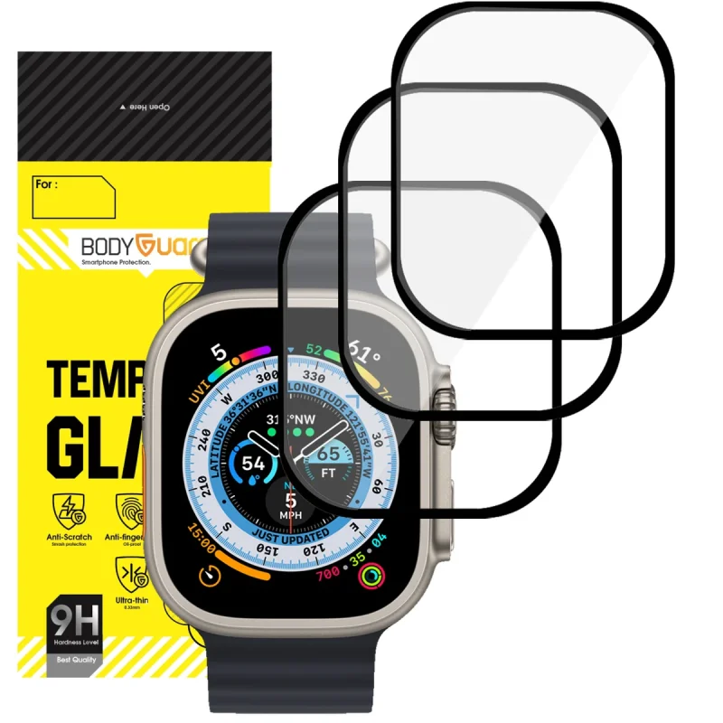 محافظ صفحه نمایش بادیگارد مدل PMMA مناسب برای اپل واچ سری Ultra 49 mm بسته 3 عددی
