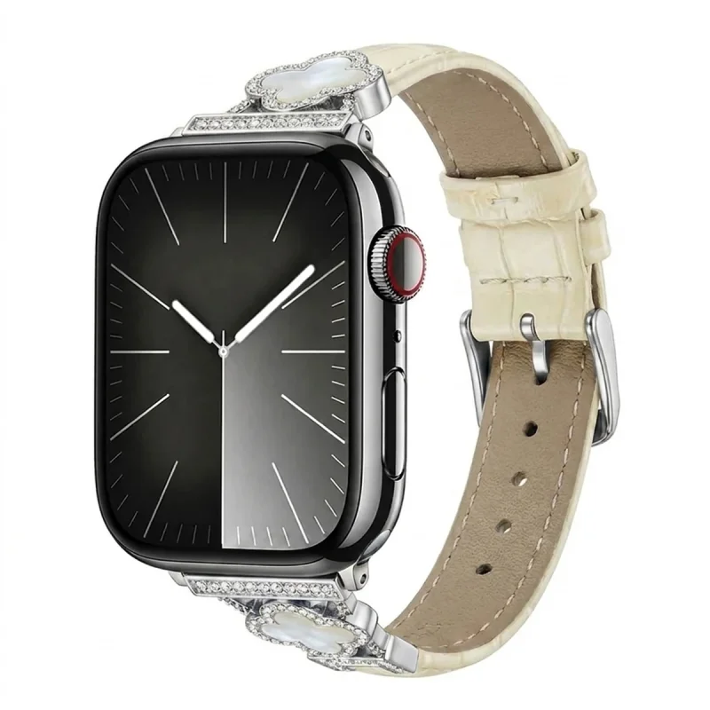 بند آکوآرا مدل Van Cleef Leather SL مناسب برای اپل واچ 38/40/41 میلی‌متری سری SE/1/2/3/4/5/6/7/8/9