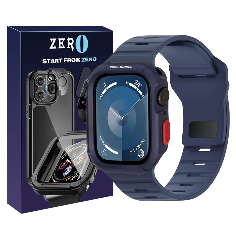 بند زیرو مدل SPG Rugged ZR مناسب برای اپل واچ Series SE 2022 Aluminum Case 40mm / SE 2021 Aluminum Case 40mm / Series 5 40mm / Series 6 40mm / Series 4 40mm به همراه کاور