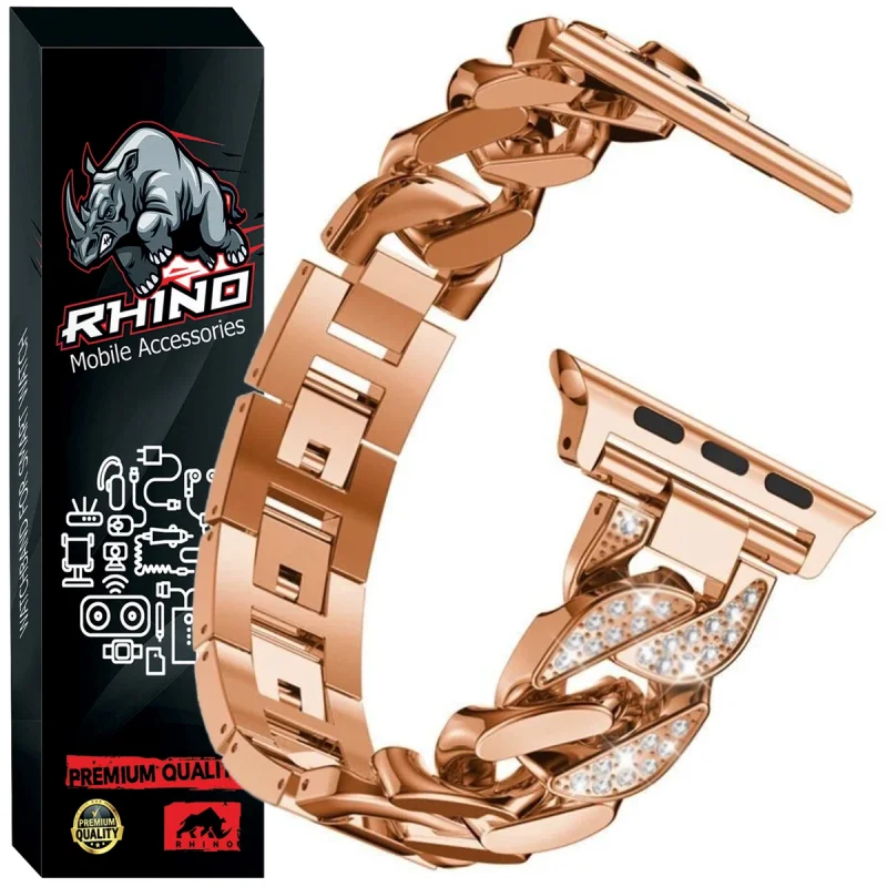 بند راینو مدل Diamond Cartir مناسب برای اپل واج سری 9 سایز 45mm