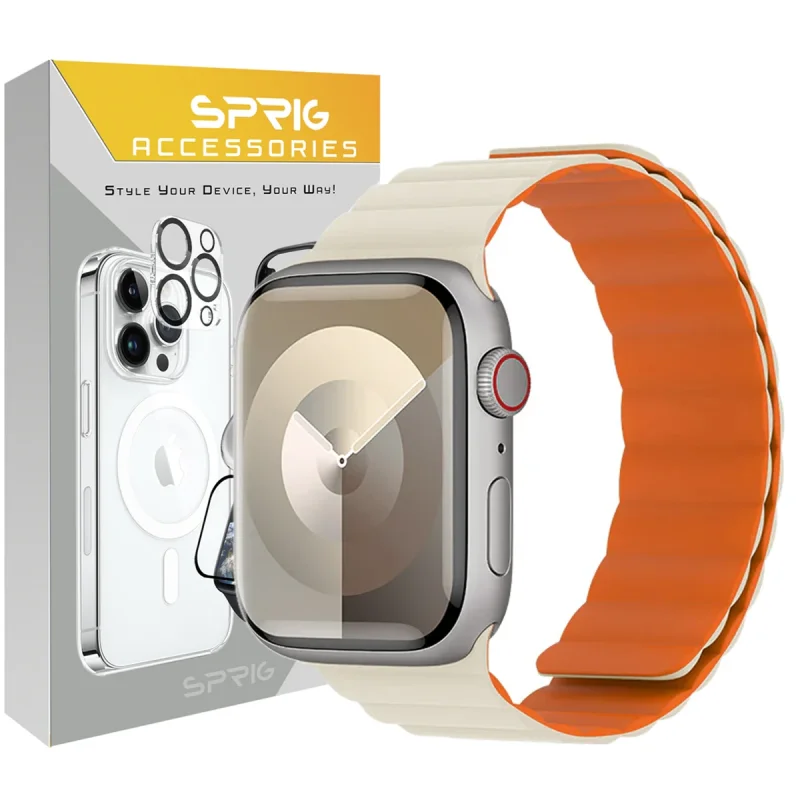 بند اسپریگ مدل Silicone Magnetic Link BK مناسب برای اپل واچ سری 7/8/9 سایز 45 میلی متری