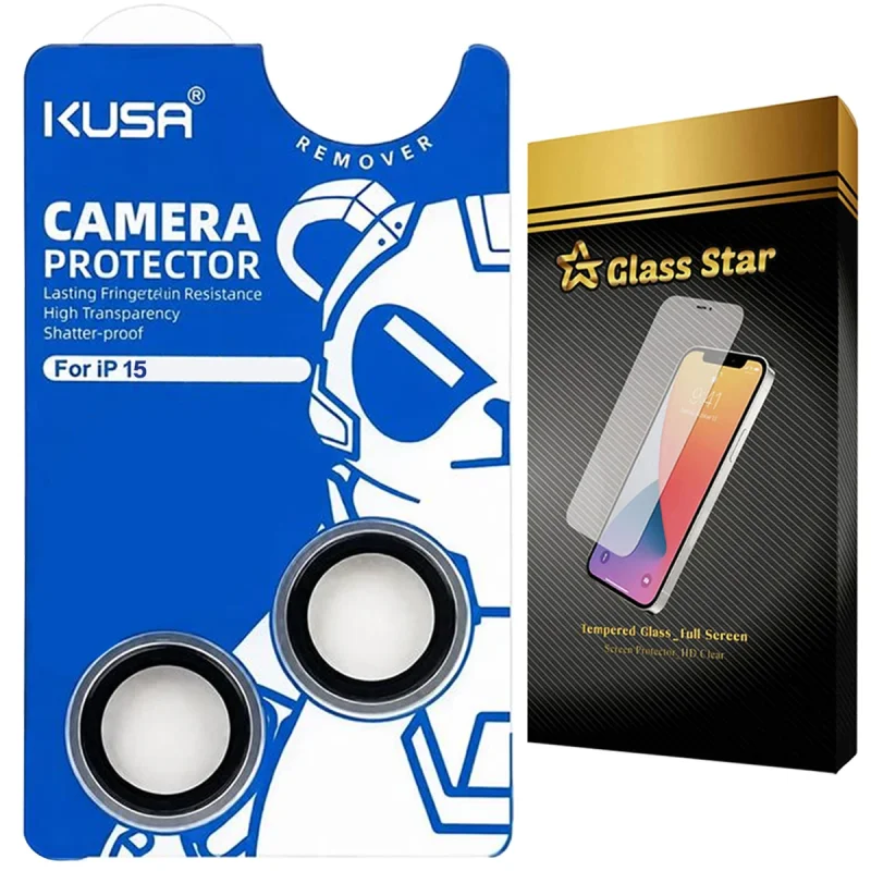 محافظ لنز دوربین گلس استار مدل RINKUSS مناسب برای گوشی موبایل اپل iPhone 15
