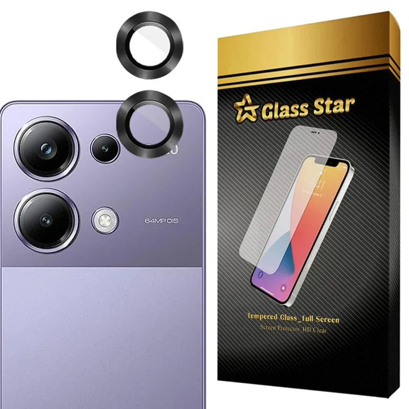 محافظ لنز دوربین فلزی گلس استار مدل GRIN مناسب برای گوشی موبایل شیائومی Poco M6 Pro 4G