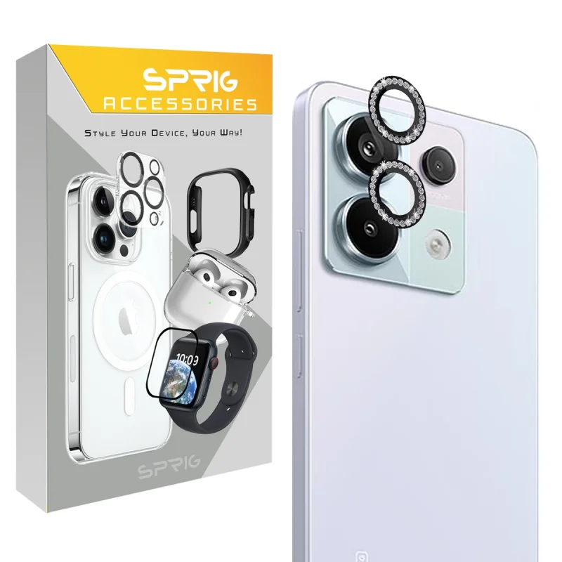 محافظ لنز دوربین رینگی اسپریگ مدل Ring Metal Diamond مناسب برای گوشی موبایل شیائومی Redmi Note 13 Pro 5G