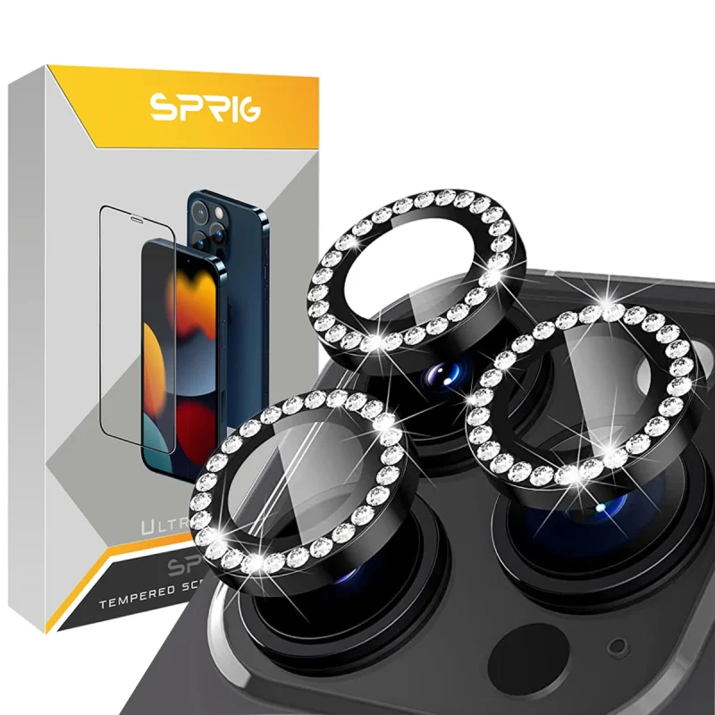 محافظ لنز دوربین اسپریگ مدل Ring metal Diamond مناسب برای گوشی موبایل اپل Iphone 12 Pro