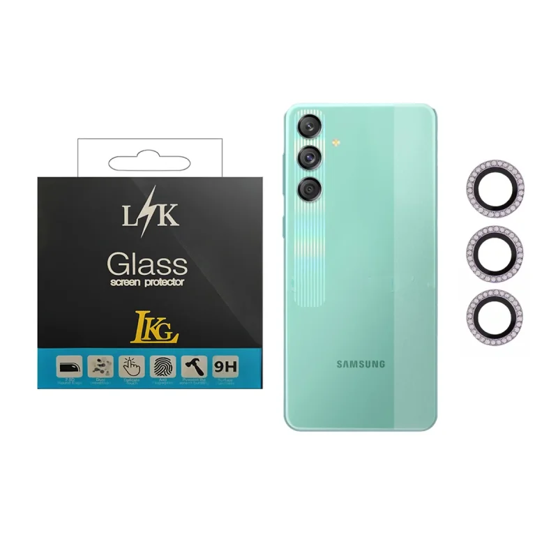 محافظ لنز دوربین ال کا جی مدل نگین دار مناسب برای گوشی موبایل سامسونگ Galaxy M55s