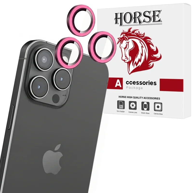 محافظ لنز دوربین شیشه‌ای هورس مدل SHLZH مناسب برای گوشی موبایل اپل iPhone 15 Pro