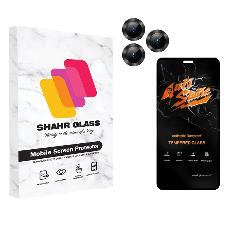 محافظ لنز دوربین شهر گلس مدل 2ST-RING مناسب برای گوشی موبایل اپل iPhone 11 Pro به همراه محافظ صفحه نمایش