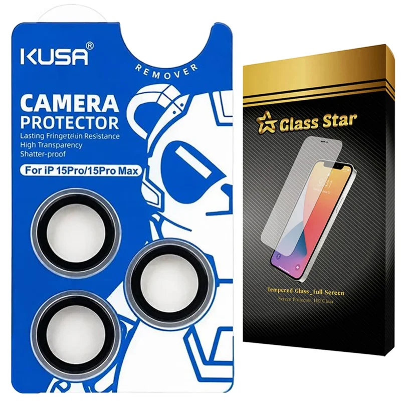 محافظ لنز دوربین گلس استار مدل RINKUSS مناسب برای گوشی موبایل اپل iPhone 15 Pro Max