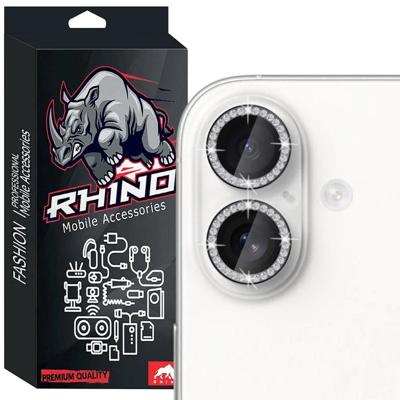 محافظ لنز دوربین راینو مدل Diamond Ring مناسب برای گوشی موبایل اپل IPhone 16 / IPhone 16 Plus