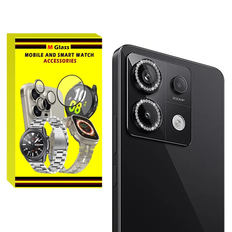 محافظ لنز دوربین رینگی ام‌گلس مدل Diamond Protector مناسب برای گوشی موبایل شیائومی Redmi Note 13 Pro 5G