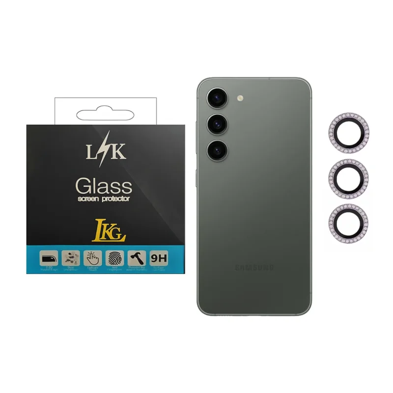 محافظ لنز دوربین ال کا جی مدل نگین دار مناسب برای گوشی موبایل سامسونگ Galaxy S23 Plus 5G